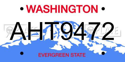 AHT9472 Washington License Plate