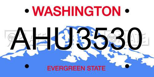 AHU3530 Washington License Plate