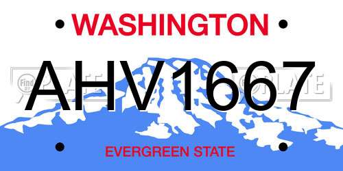 AHV1667 Washington License Plate