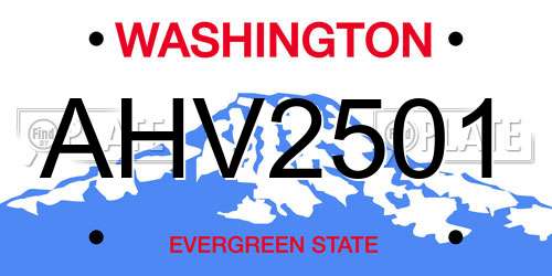 AHV2501 Washington License Plate
