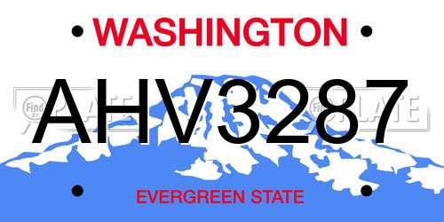 AHV3287 Washington License Plate