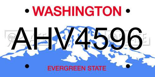 AHV4596 Washington License Plate
