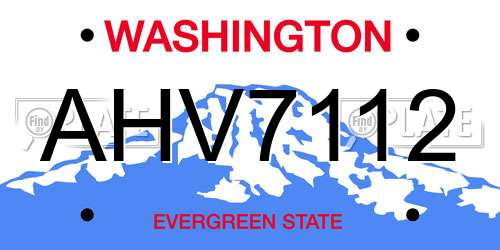 AHV7112 Washington License Plate