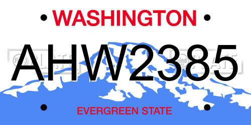 AHW2385 Washington License Plate