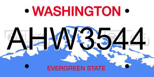 AHW3544 Washington License Plate