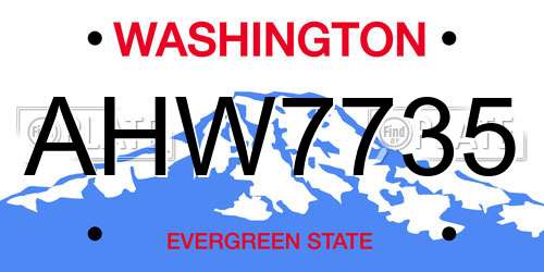 AHW7735 Washington License Plate