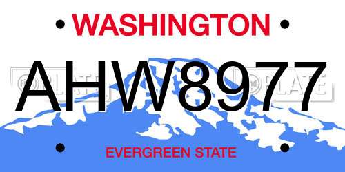 AHW8977 Washington License Plate