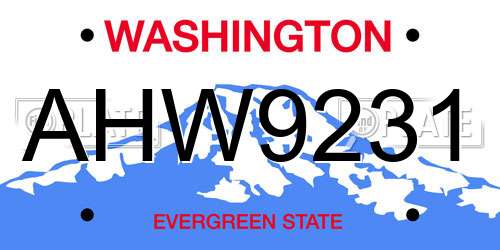 AHW9231 Washington License Plate