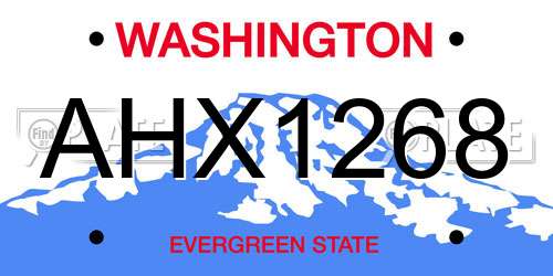 AHX1268 Washington License Plate