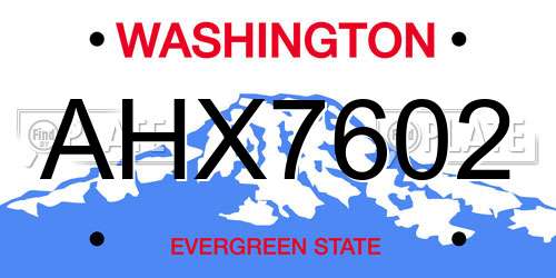 AHX7602 Washington License Plate