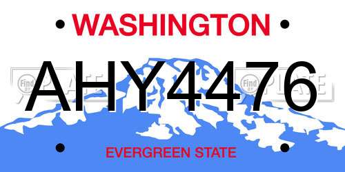 AHY4476 Washington License Plate
