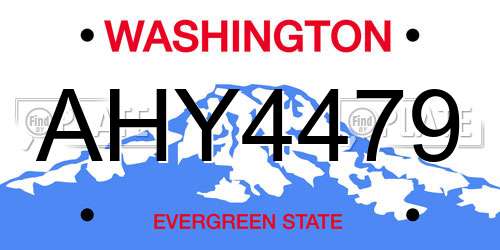 AHY4479 Washington License Plate