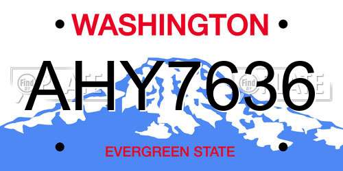AHY7636 Washington License Plate