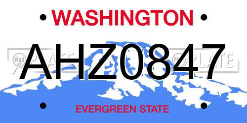 AHZ0847 Washington License Plate