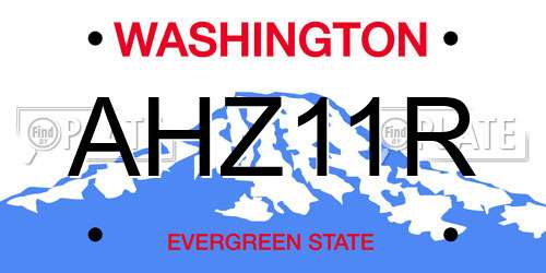 AHZ11R Washington License Plate