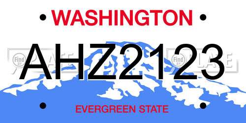 AHZ2123 Washington License Plate