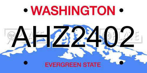 AHZ2402 Washington License Plate