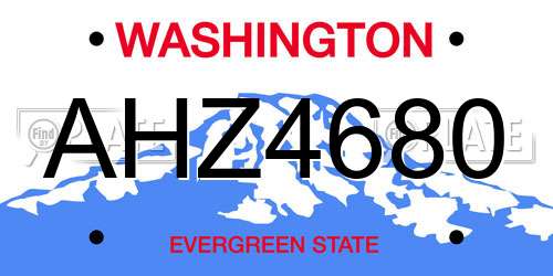 AHZ4680 Washington License Plate
