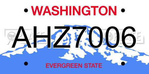 AHZ7006 Washington License Plate