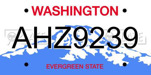 AHZ9239 Washington License Plate