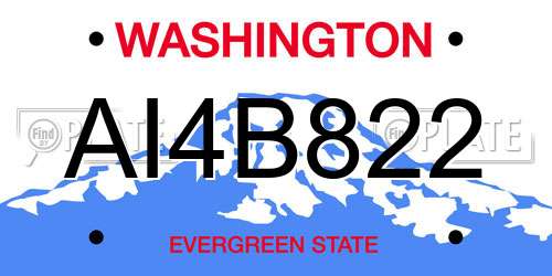 AI4B822 Washington License Plate