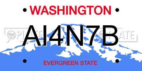 AI4N7B Washington License Plate