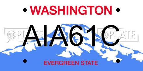 AIA61C Washington License Plate