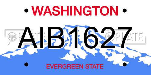 AIB1627 Washington License Plate