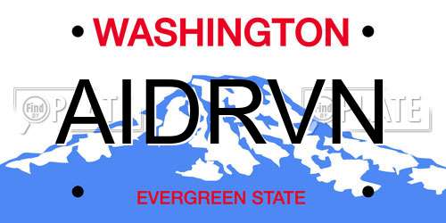 AIDRVN Washington License Plate