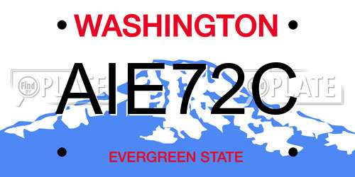 AIE72C Washington License Plate