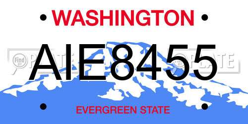 AIE8455 Washington License Plate