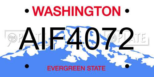 AIF4072 Washington License Plate