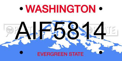 AIF5814 Washington License Plate