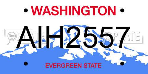 AIH2557 Washington License Plate