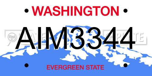 AIM3344 Washington License Plate