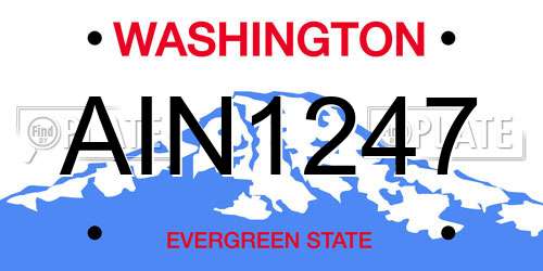 AIN1247 Washington License Plate