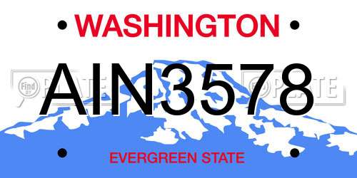 AIN3578 Washington License Plate