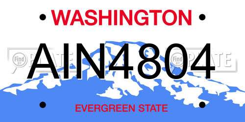AIN4804 Washington License Plate
