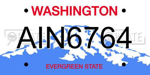 AIN6764 Washington License Plate