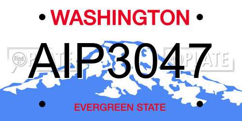 AIP3047 Washington License Plate