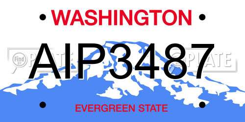 AIP3487 Washington License Plate