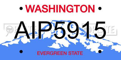 AIP5915 Washington License Plate
