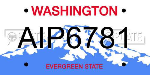 AIP6781 Washington License Plate