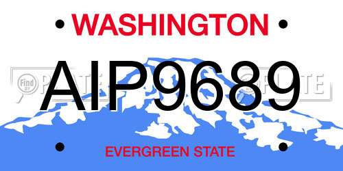AIP9689 Washington License Plate