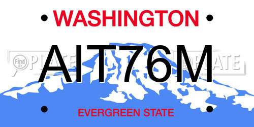 AIT76M Washington License Plate