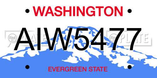 AIW5477 Washington License Plate