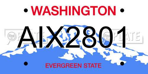 AIX2801 Washington License Plate