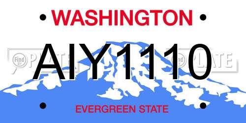 AIY1110 Washington License Plate