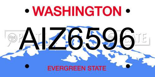 AIZ6596 Washington License Plate