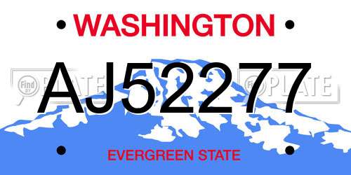 AJ52277 Washington License Plate